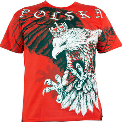 Czerwona koszulka z obrazkiem patriotycznym orzeł polska nadruk 3d 