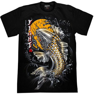 Czarna koszulka z obrazkiem fantasy ryba nadruk 3d świecąca w ciemności