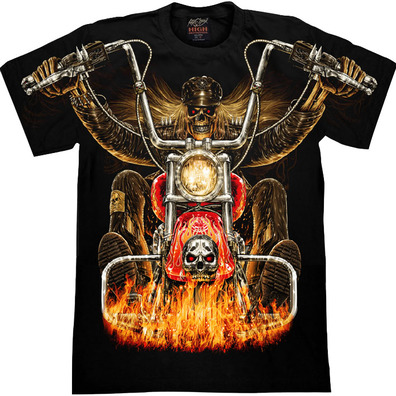 Czarna koszulka z obrazkiem motocyklowa czacha nadruk 3d świecąca w ciemności